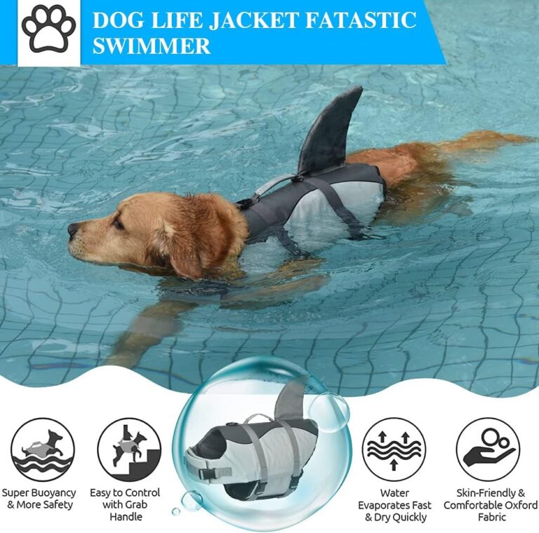 Shark Dog Life Jacket Adjustable Dog Life Vest with Shark Fin