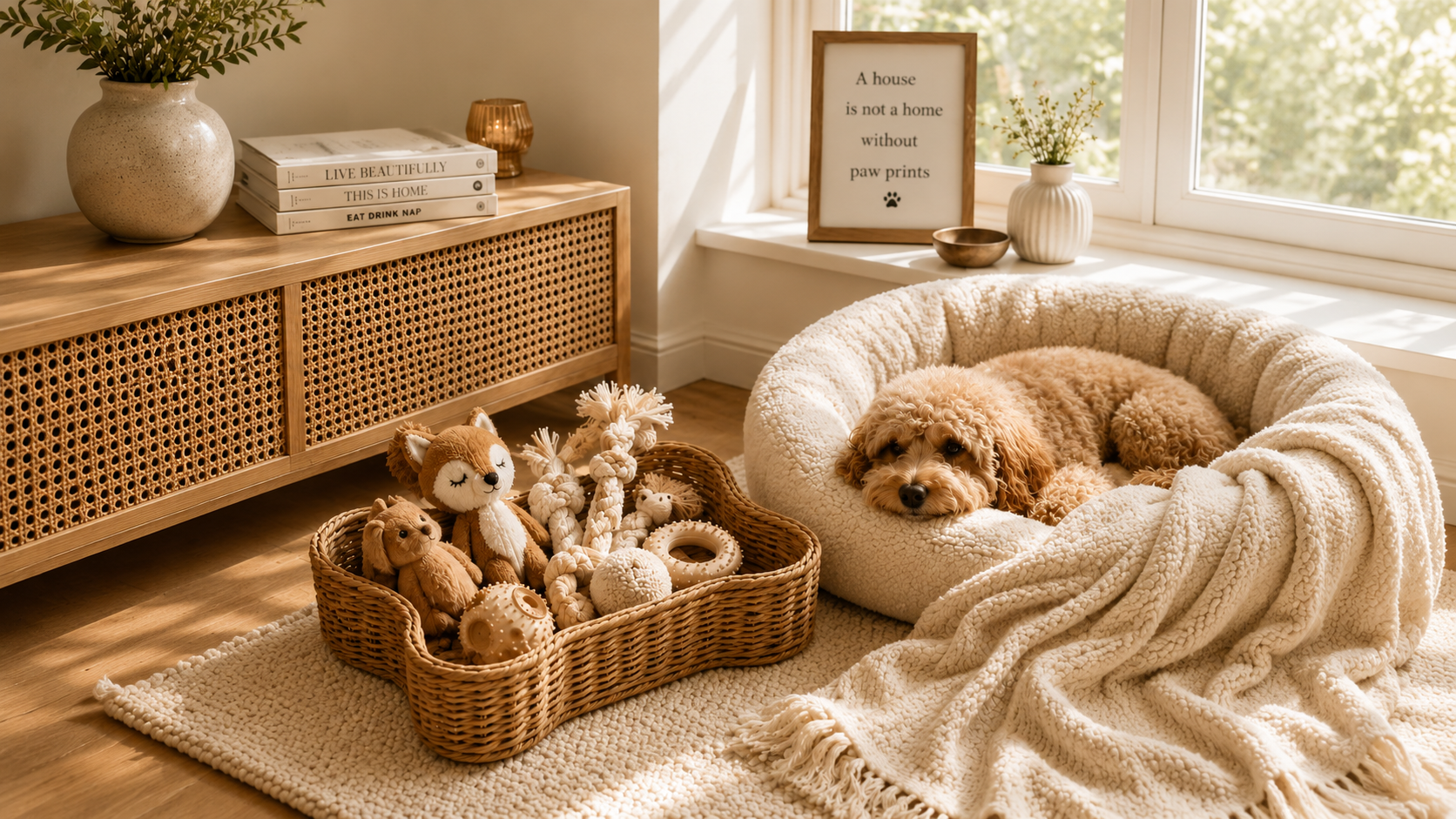 First-time puppy owner preparing supplies at home