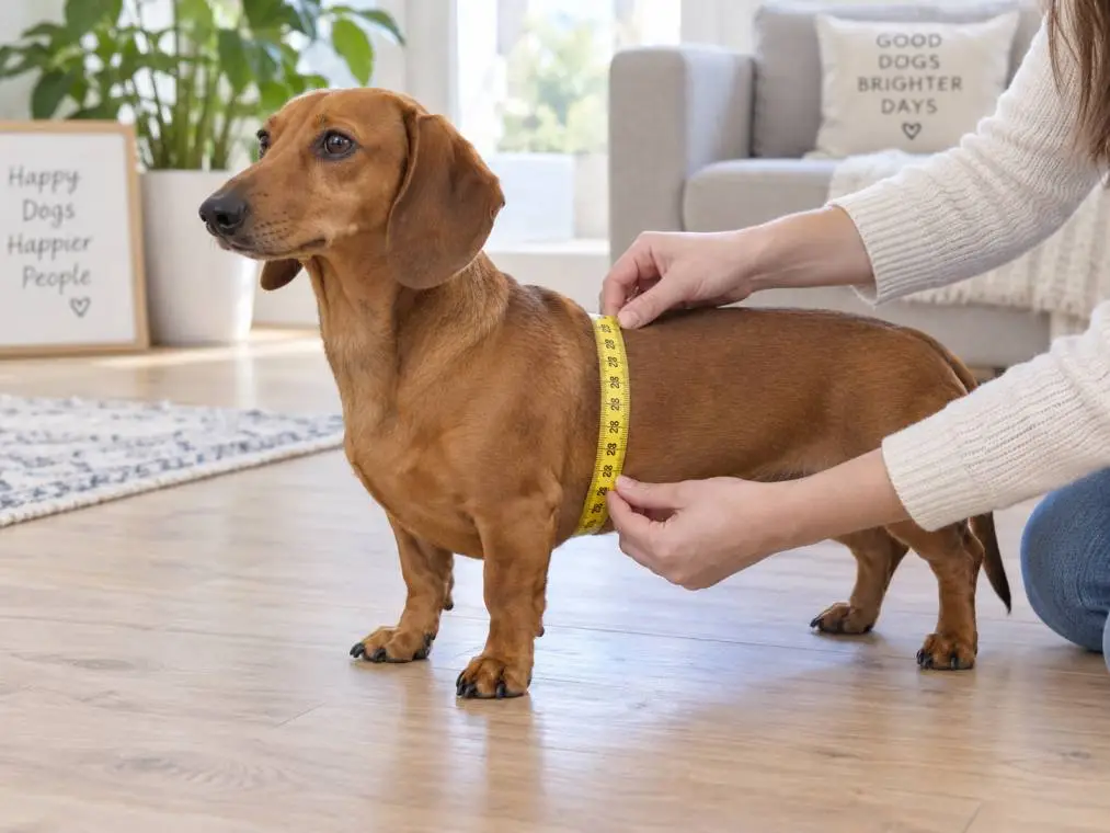 Measuring a dachshund's chest girth for dog sweater sizing