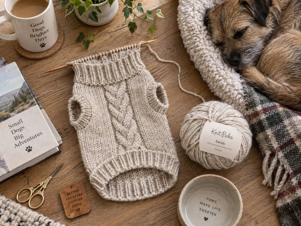 Hand-knitting a DIY dog sweater from superwash wool yarn