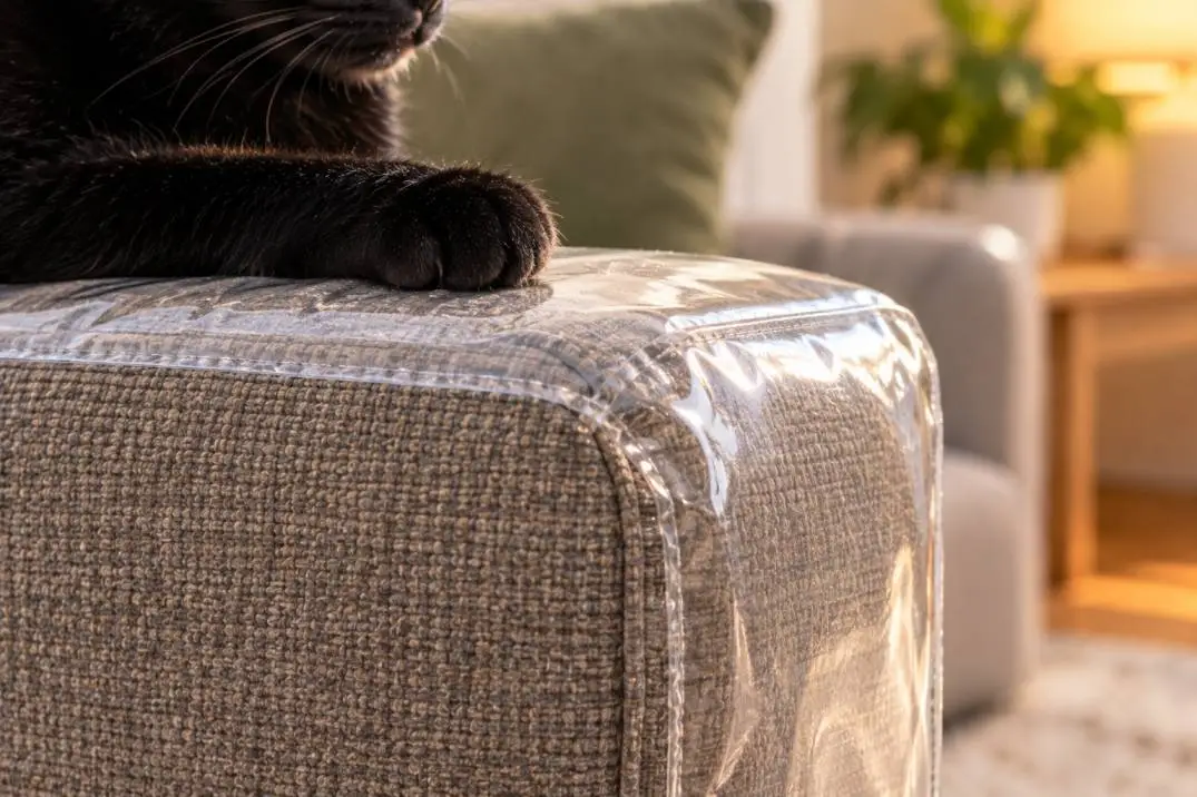 furniture protector for cats on a couch arm